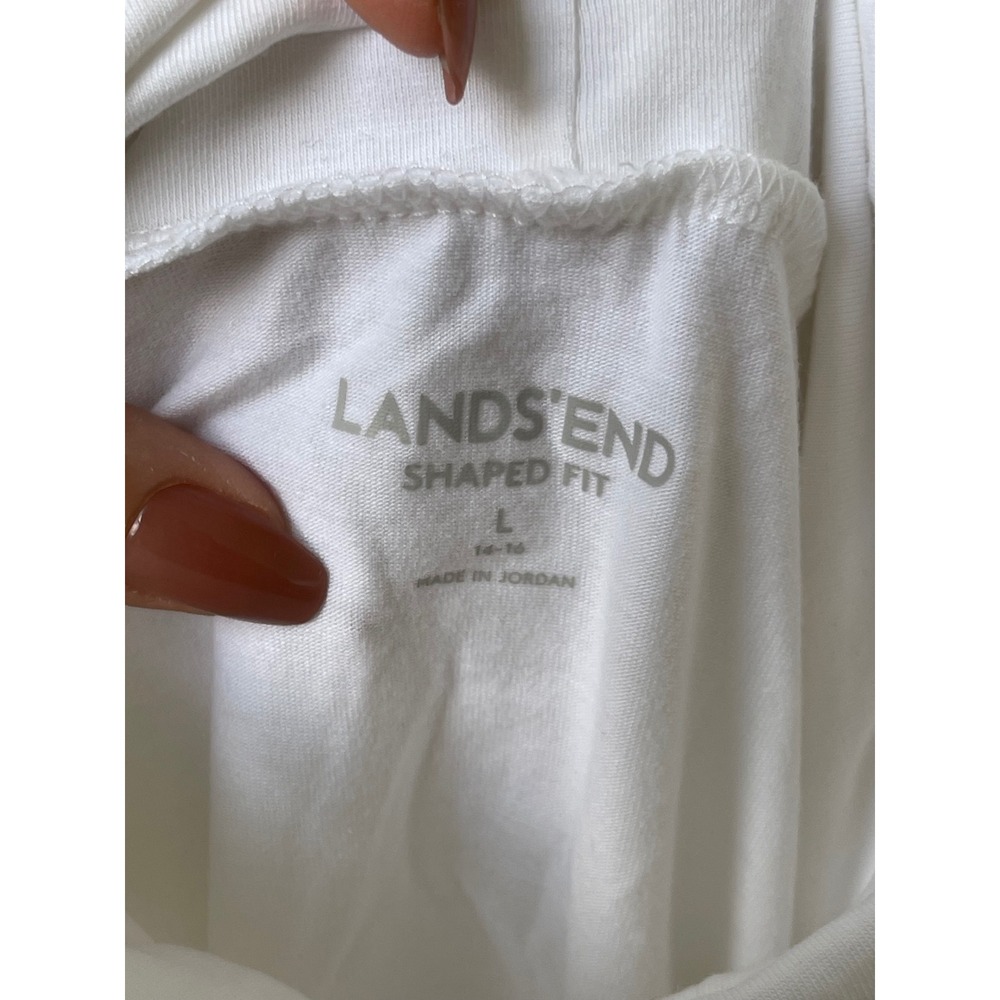 Lands End Womens White Long Sleeve Turtleneck Top Shaped Fit Size L 14-16 - Picture 3 of 4